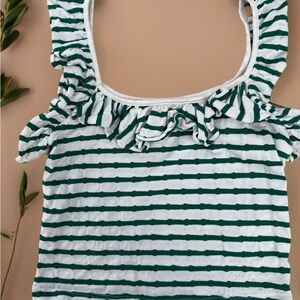 Nation LTD Green and White Striped Tank